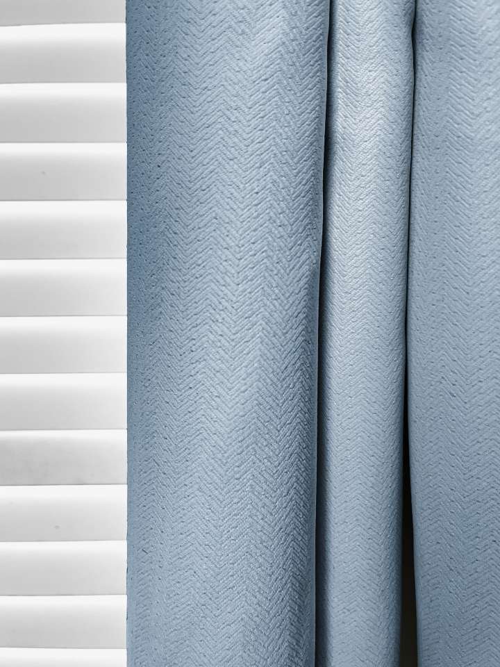 Mannada Korean Style Curtains　Blackout MND30HH013 Zigzag Cloudy Blue Motorized Blinds／Smart Blinds & Shades Child Safety／Cordless Blinds & Shades Blackout Blinds & Shades