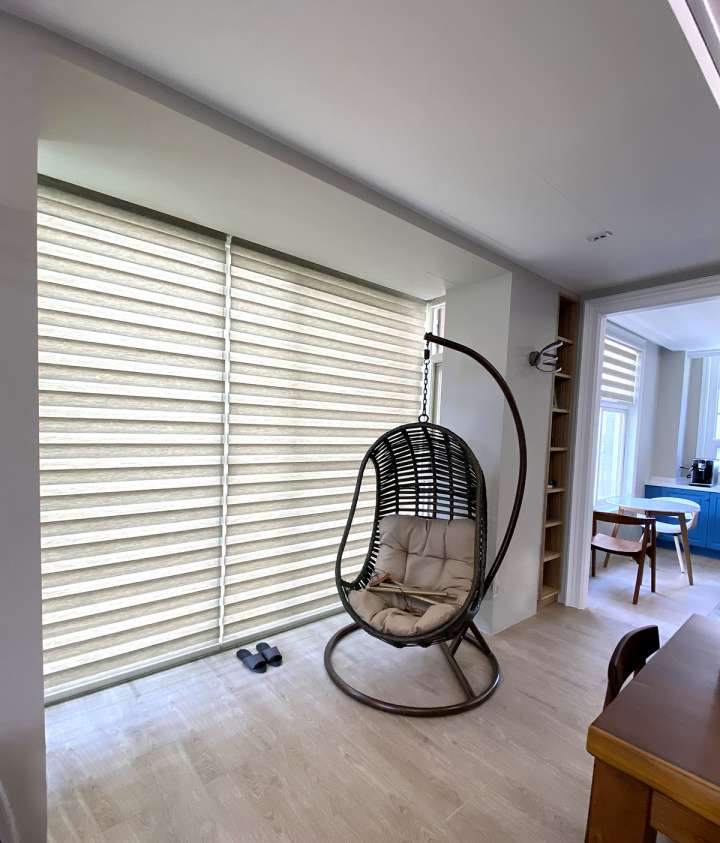 Sima Double Roller Blinds　Plain／Linen Linen Ashtree Customized／Personalized Blinds & Shades Light Filtering Blinds & Shades Motorized Blinds／Smart Blinds & Shades Light-Regulating Blinds & Shades