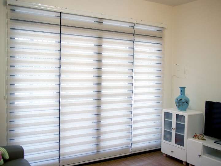 Sima Double Roller Blinds　Plain／Linen Linen Beige Customized／Personalized Blinds & Shades Light Filtering Blinds & Shades Motorized Blinds／Smart Blinds & Shades Light-Regulating Blinds & Shades