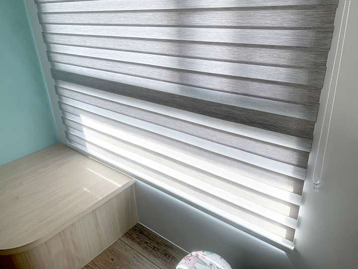 Sima Double Roller Blinds　Plain／Linen Linen Grey Customized／Personalized Blinds & Shades Light Filtering Blinds & Shades Light-Regulating Blinds & Shades Motorized Blinds／Smart Blinds & Shades