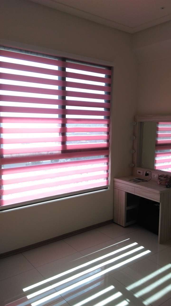 Sima Double Roller Blinds　Plain／Linen Pink Customized／Personalized Blinds & Shades Light Filtering Blinds & Shades Motorized Blinds／Smart Blinds & Shades Light-Regulating Blinds & Shades
