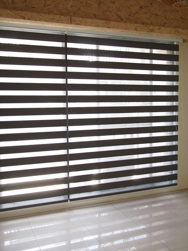 Sima Double Roller Blinds　Plain／Linen Pirate Black Customized／Personalized Blinds & Shades Light Filtering Blinds & Shades Motorized Blinds／Smart Blinds & Shades Light-Regulating Blinds & Shades