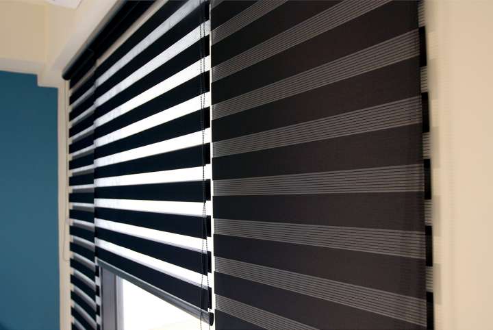 Sima Double Roller Blinds　Plain／Linen Pirate Black Customized／Personalized Blinds & Shades Light Filtering Blinds & Shades Motorized Blinds／Smart Blinds & Shades Light-Regulating Blinds & Shades