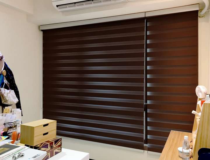 Yoka Double Roller Blinds　Blackout CN8158 Chocolate Customized／Personalized Blinds & Shades Blackout Blinds & Shades Light-Regulating Blinds & Shades Motorized Blinds／Smart Blinds & Shades