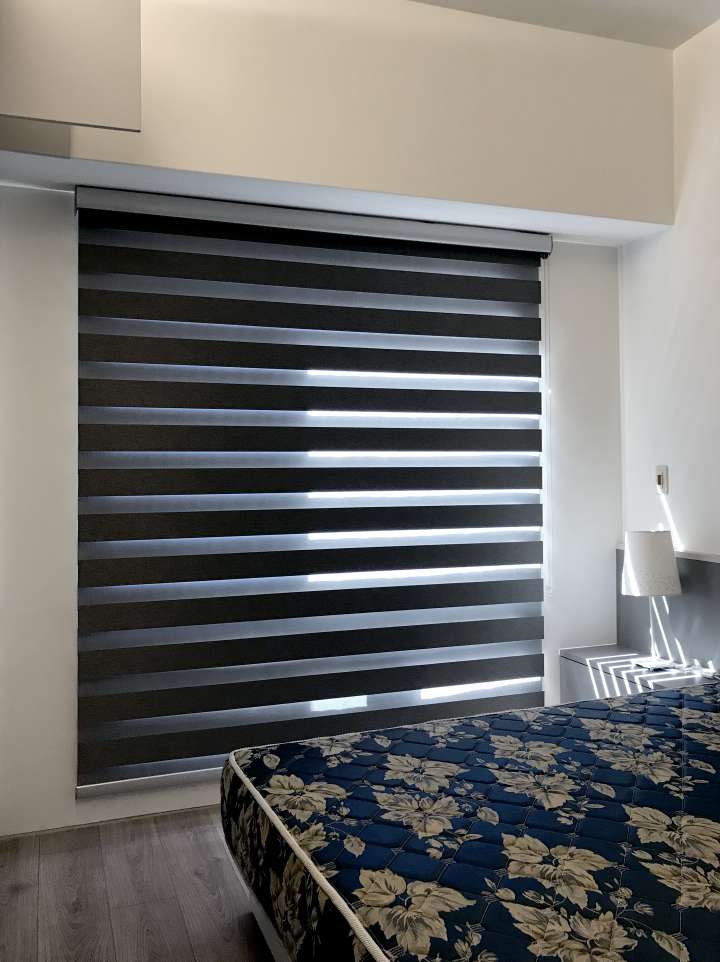 Yoka Double Roller Blinds　Blackout BL2005 Grain Metal Grey Customized／Personalized Blinds & Shades Blackout Blinds & Shades Light-Regulating Blinds & Shades Motorized Blinds／Smart Blinds & Shades