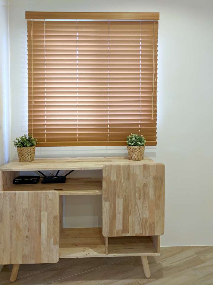 Pimu Venetian Blinds　Fauxwood DVB07 - Embossed Maple Ventilated Blinds & Shades Waterproof Blinds & Shades Customized／Personalized Blinds & Shades Light Filtering Blinds & Shades Motorized Blinds／Smart Blinds & Shades Light-Regulating Blinds & Shades